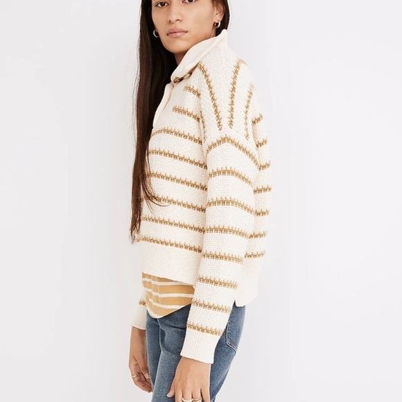 Madewell Canby Button Mockneck Sweater in Stripe size XS, good used condition - Picture 2 of 11